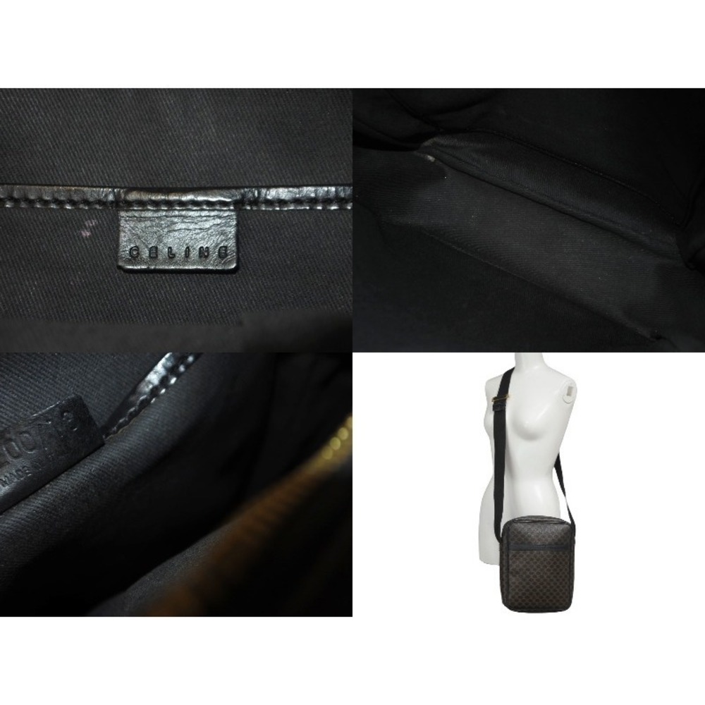CELINE Macadam Shoulder Bag Brown Black Logo Crossbody Leather - Picture 8 of 8